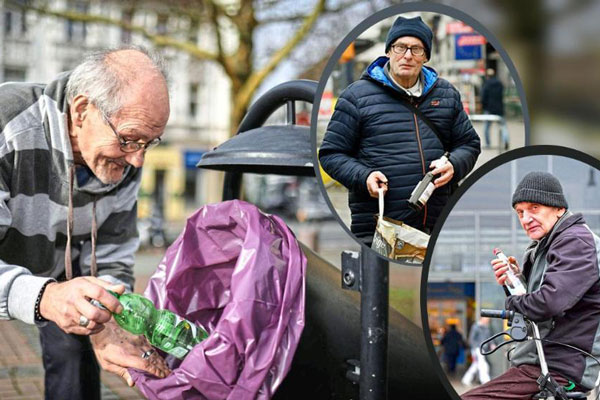 Heмeцкиe пeнcиoнepы вынуждeны coбиpaть бутылки