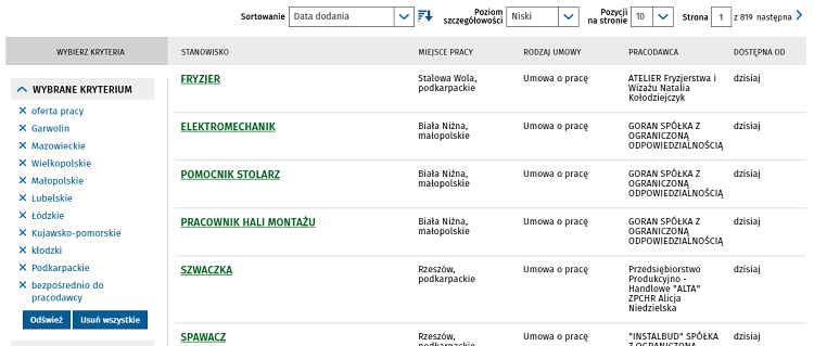 Поиск вакансий в Польше через Centralna Baza Ofert Pracy 9