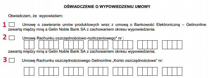 как закрыть свой счет в Getin Bank