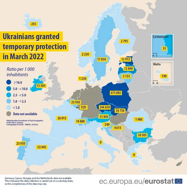 Сколько украинских беженцев в странах Евросоюза 1