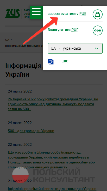 Как зарегистрировать профиль ПУЕ ЗУС и войти в личный кабинет PUE ZUS (eZUS)? 3