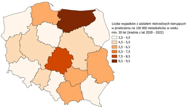 Число пьяных ДТП в Польше